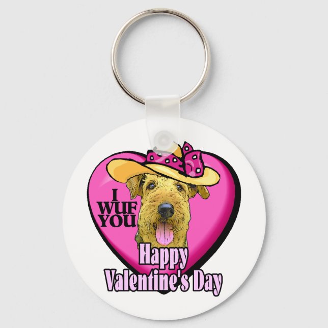 Airedale Terrier Valentines Schlüsselanhänger (Vorderseite)