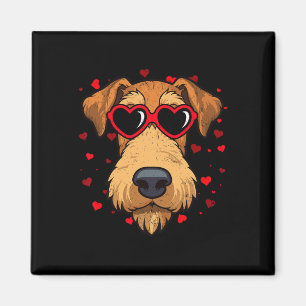 Airedale Terrier Valentinsherz Süße Hunde Liebhabe Magnet