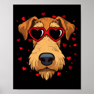 Airedale Terrier Valentinsherz Süße Hunde Liebhabe Poster