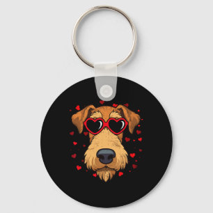 Airedale Terrier Valentinsherz Süße Hunde Liebhabe Schlüsselanhänger