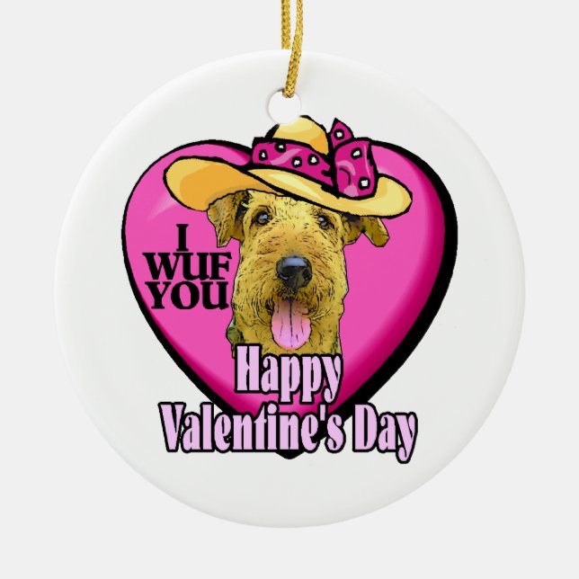 Airedale Terrier Valentinstag Keramikornament (Vorne)
