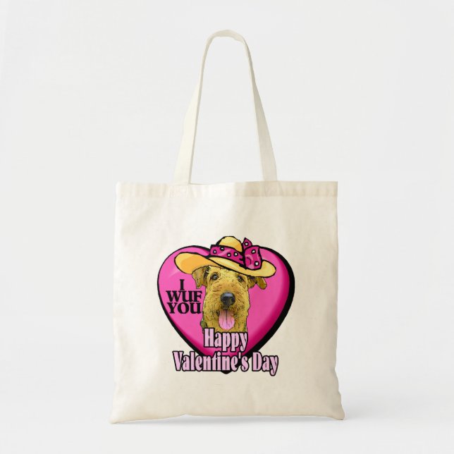 Airedale Terrier Valentinstag Tragetasche (Vorne)