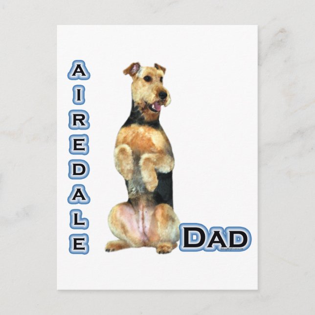 Airedale Terrier Vater 4 Postkarte (Vorderseite)