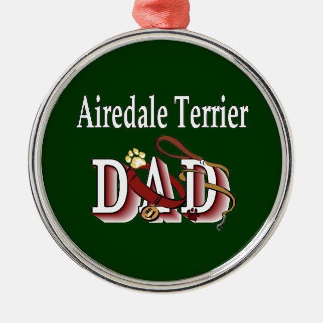 Airedale Terrier Vater Ornament Aus Metall (Vorne)