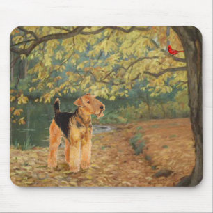 Airedale Terrier Vogelbeobachtung Mousepad