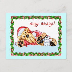 Airedale Terrier wartet auf den Weihnachtsmann Feiertagspostkarte