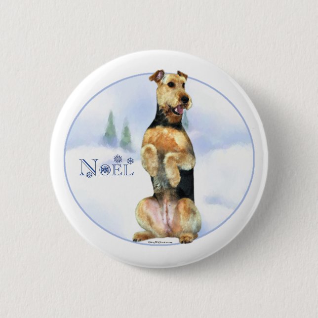 Airedale Terrier Weihnachten - Schaltfläche Button (Vorderseite)