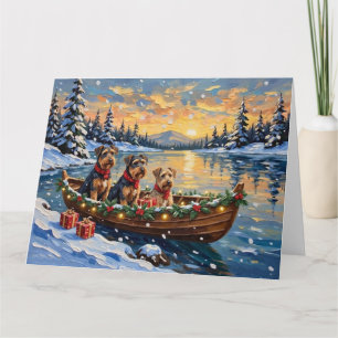 Airedale Terrier Weihnachtsboot-Feier Karte