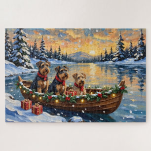 Airedale Terrier Weihnachtsboot Urlaub Puzzle