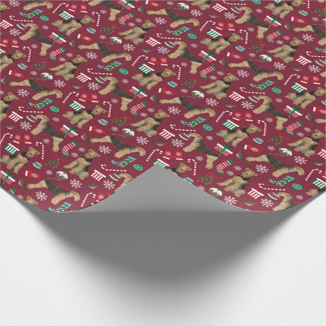 Airedale Terrier Weihnachtsgeschenk Geschenkpapier (Ecke)