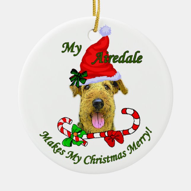 Airedale Terrier Weihnachtsgeschenk Keramik Ornament (Vorne)