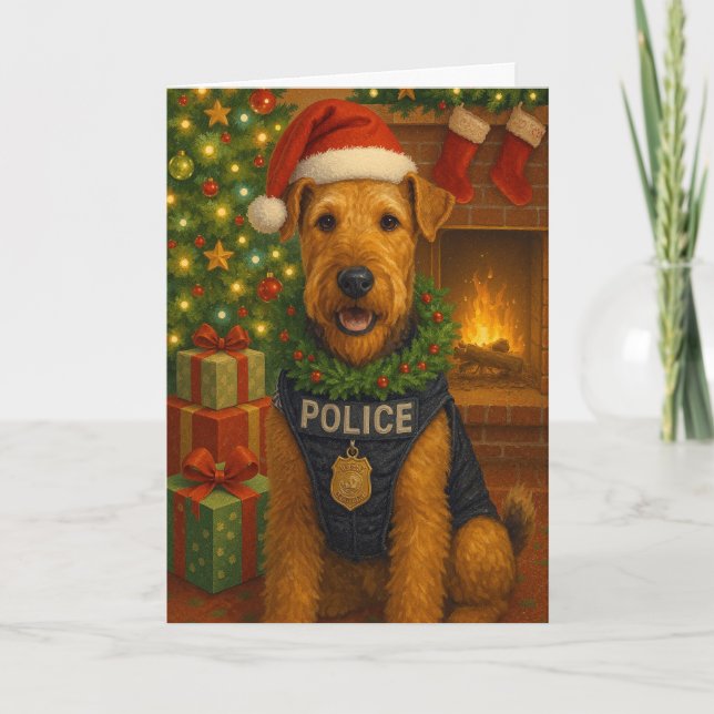 Airedale Terrier Weihnachtskarte Dankeskarte (Vorderseite)