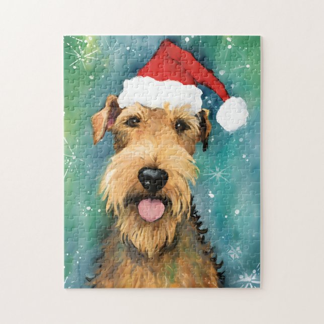 Airedale Terrier Weihnachtsmalerei Kunstwerke Puzzle (Vertikal)