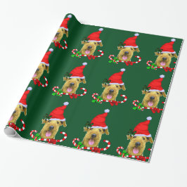 Airedale Terrier Weihnachtsmannmütze Weihnachten Geschenkpapier