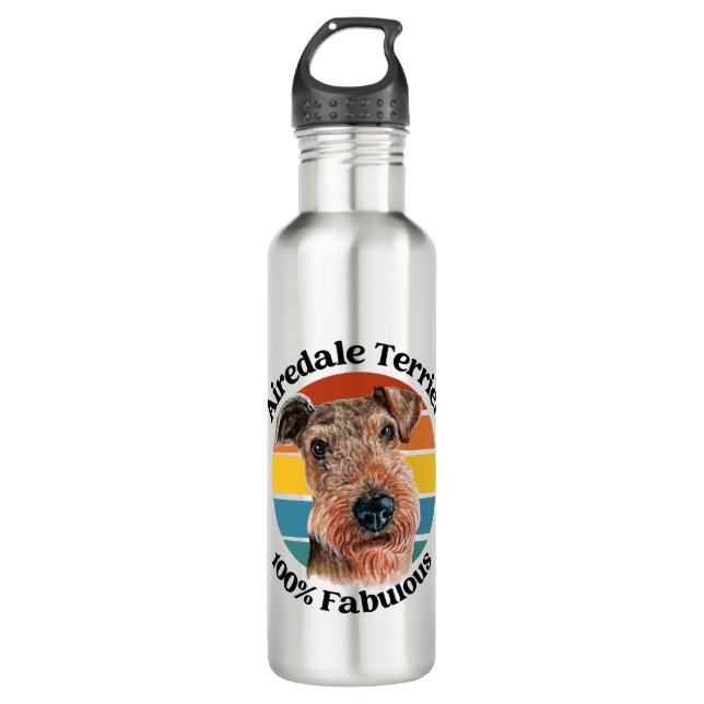 Airedale Terrier witziger Zitat Edelstahlflasche (Vorderseite)