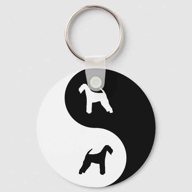 Airedale Terrier Yin Yang Schlüsselanhänger (Vorderseite)