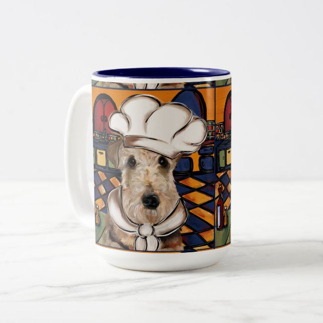 AIREDALE TERRIER ZWEIFARBIGE TASSE (Vorderseite Links)