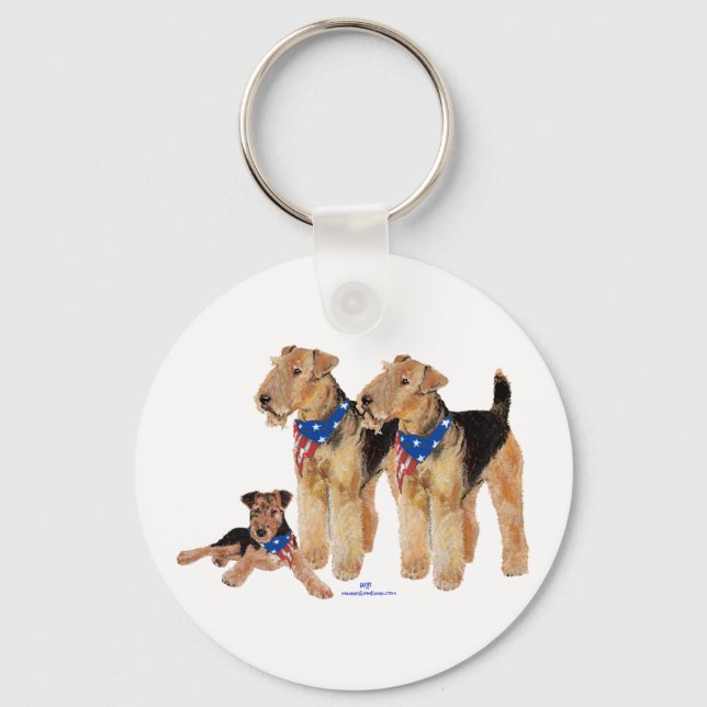 Airedale Terriers American Flag Schlüsselanhänger (Vorderseite)