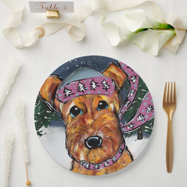 Airedale Terriers Pappteller (Hochzeit)