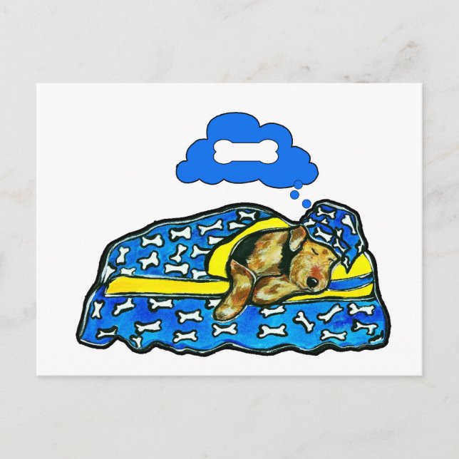 Airedale Träume Postkarte (Vorderseite)