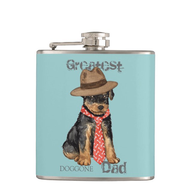 Airedale Vater Flachmann (Vorderseite)