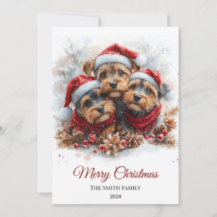 Airedale Wasserfarben-Weihnachten Minimal Feiertagskarte
