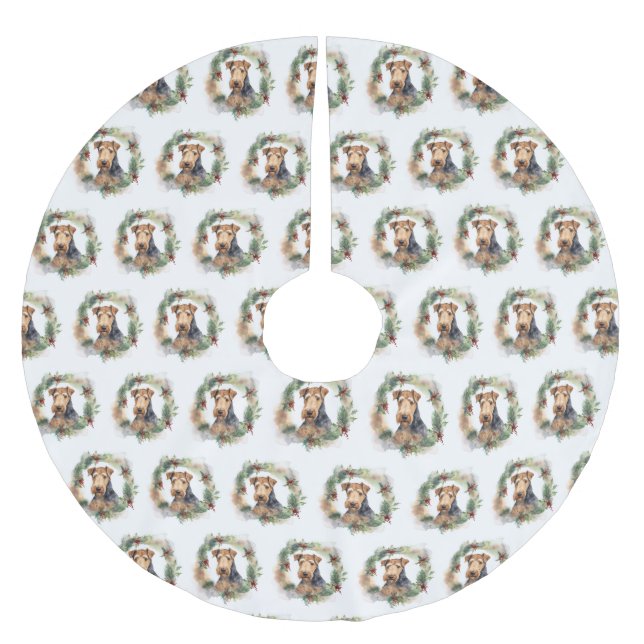 Airedale Weihnachtsfest Polyester Weihnachtsbaumdecke (Vorderseite)