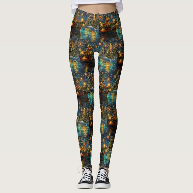 Airedale Weihnachtsfest Reise Leggings (Vorderseite)