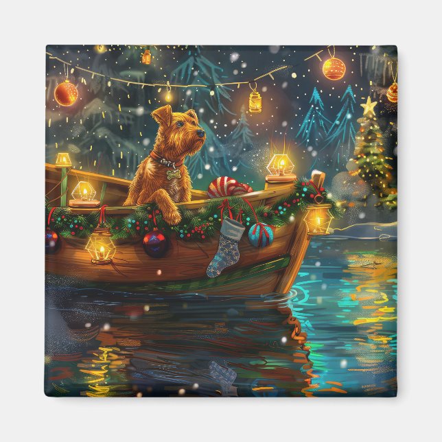Airedale Weihnachtsfest Reise Magnet (Vorne)