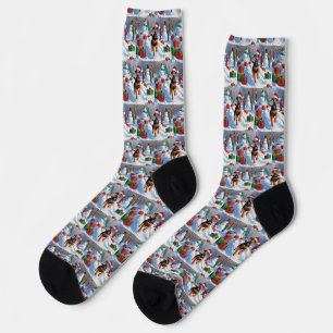 Airedale-Weihnachtsfest-Schneeszene Socken