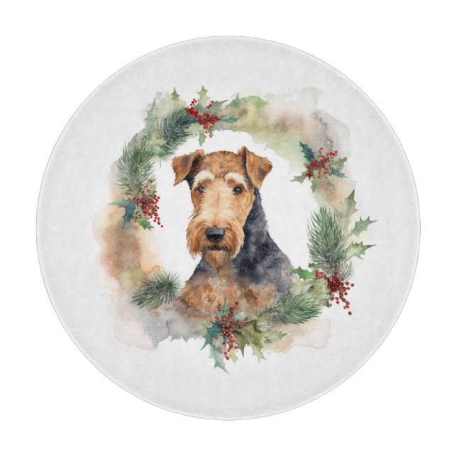 Airedale Weihnachtsfest Schneidebrett (Vorderseite)