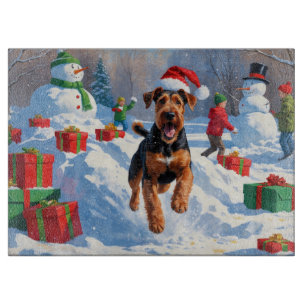 Airedale Weihnachtsfestliche Schneeszene Schneidebrett