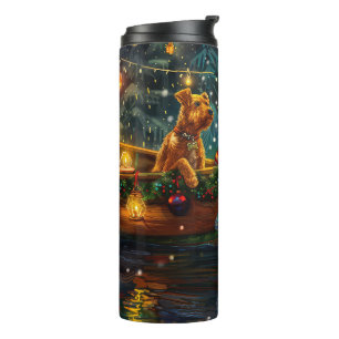 Airedale Weihnachtsfestreise Thermosbecher