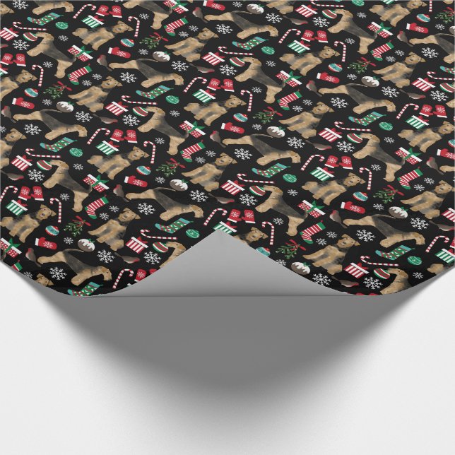 Airedale Weihnachtsgeschenk Geschenkpapier (Ecke)