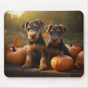 Airedale Welpe Herbst Kürbis Mousepad