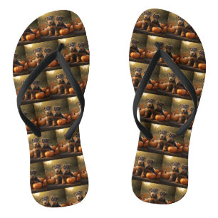 Airedale Welpe Herbstfreude Kürbis Flip Flops
