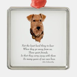 Airedale-, Welsh-, Lakeland Terrier Andenken Ornament Aus Metall