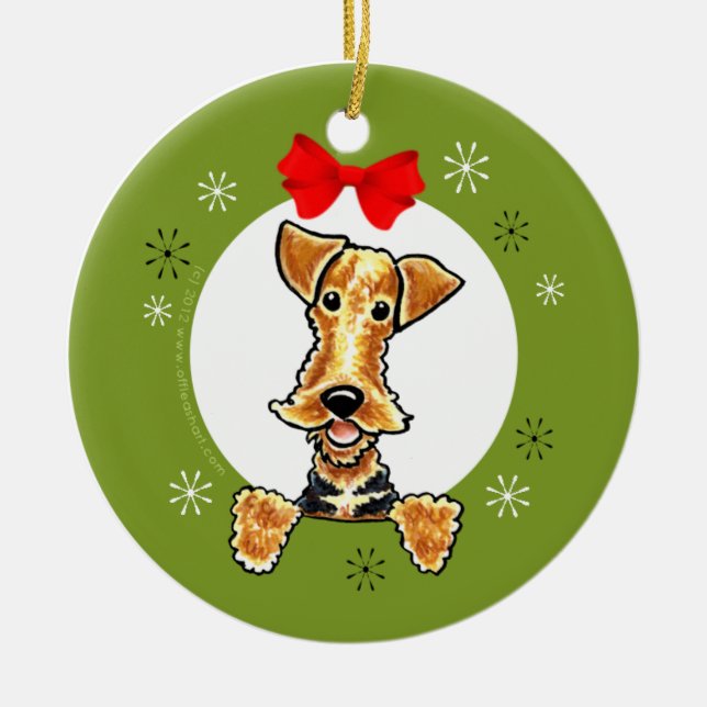 Airedale Welsh Terrier Christmas Classic Keramik Ornament (Vorne)