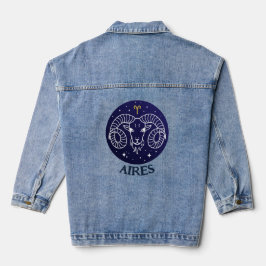 Aires Ram Zodiac Sign Design Denim Jacket Jeansjacke