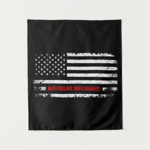 Airframe Mechanical Aviation American Flag Wandteppich