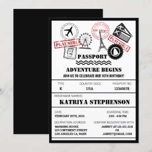 Airline Boarding Pass Geburtstag Erlebnis beginnt Einladung