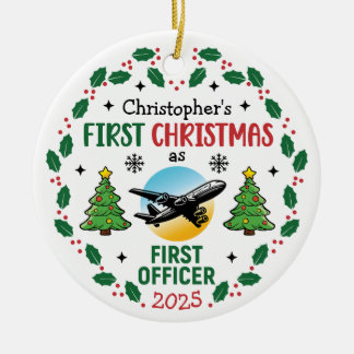 Airline First Officer Personalized Pilot Christmas Keramik Ornament