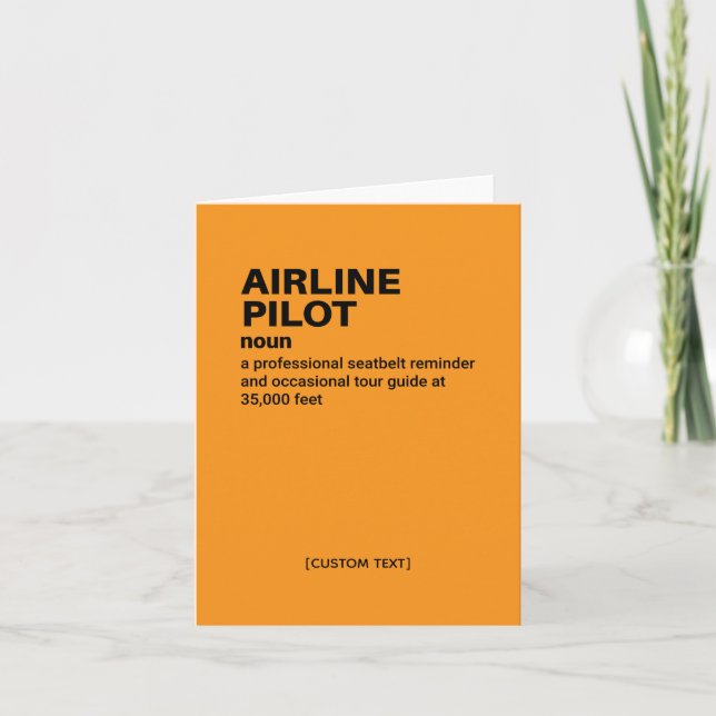Airline Pilot Funny Job Definition Card Karte (Vorderseite)