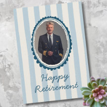 Airline Pilot Retirement Photo Blue Ivory Stripes
