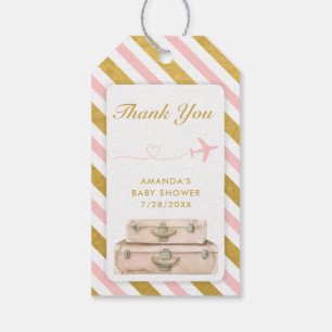 Airline Travel Baby Dusche Pink Gold Chic Koffer Geschenkanhänger