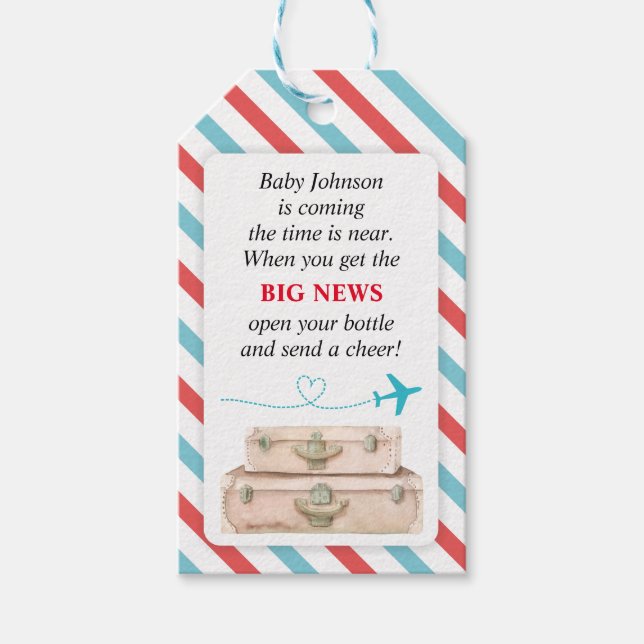 Airline World Travel Baby Dusche Mini Flasche Gefa Geschenkanhänger (Vorderseite)