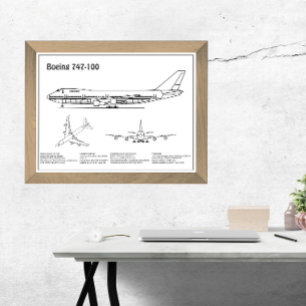 Airliner 747 - Flugzeugkonzept Zeichnend Pläne BD Fotodruck