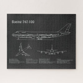 Airliner 747 - Flugzeugkonzept Zeichnend Pläne PD Puzzle