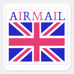 Airmail Union Jack Flag Quadratischer Aufkleber