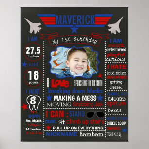 Airplain First Birthday Chalkboard Poster